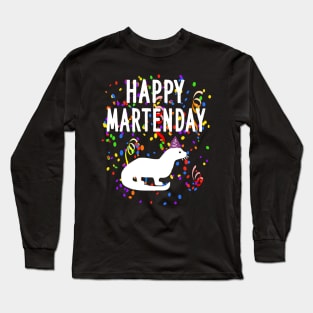 Happy Mardertag marten nocturnal pet animal Long Sleeve T-Shirt